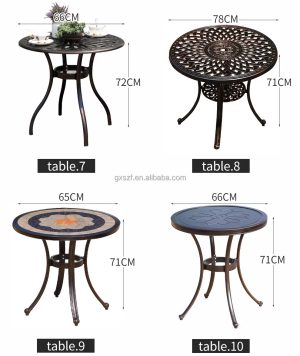 Bộ Bàn Ghế sân vườn nhôm đúc tròn 4 ghế màu đồng - hình 1
