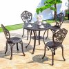 Bộ Bàn Ghế sân vườn nhôm đúc tròn 4 ghế màu đồng - hình 3
