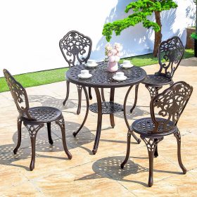 Bộ Bàn Ghế sân vườn nhôm đúc tròn 4 ghế màu đồng - hình 3