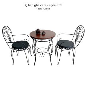 Bộ bàn tròn và 2 ghế sắt hoa văn C - hình 1
