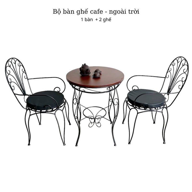 Bộ bàn tròn và 2 ghế sắt hoa văn C Bộ bàn tròn và 2 ghế sắt hoa văn C - hình 1