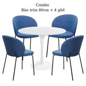 Bộ Bàn Tulip 80cm và 4 Ghế Nệm Vải - hình 1