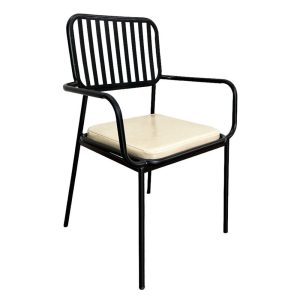 Bộ bàn tulip tròn và 2 ghế khung sắt có nệm C - hình 1