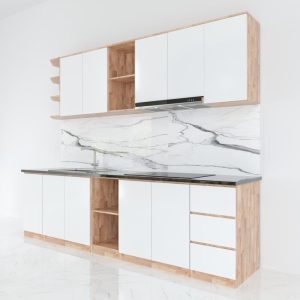 Bộ hệ tủ bếp gỗ cao su chống ẩm - hình 1