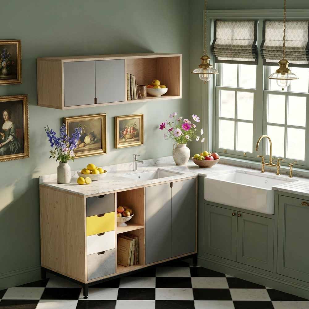 Bộ tủ bếp mini gỗ plywood mặt đá hoa cương Bộ tủ bếp mini gỗ plywood mặt đá hoa cương - hình 2