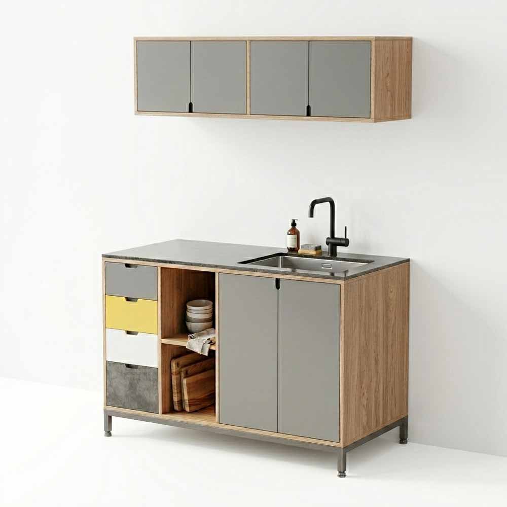 Bộ tủ bếp mini gỗ plywood mặt đá hoa cương Bộ tủ bếp mini gỗ plywood mặt đá hoa cương - hình 3