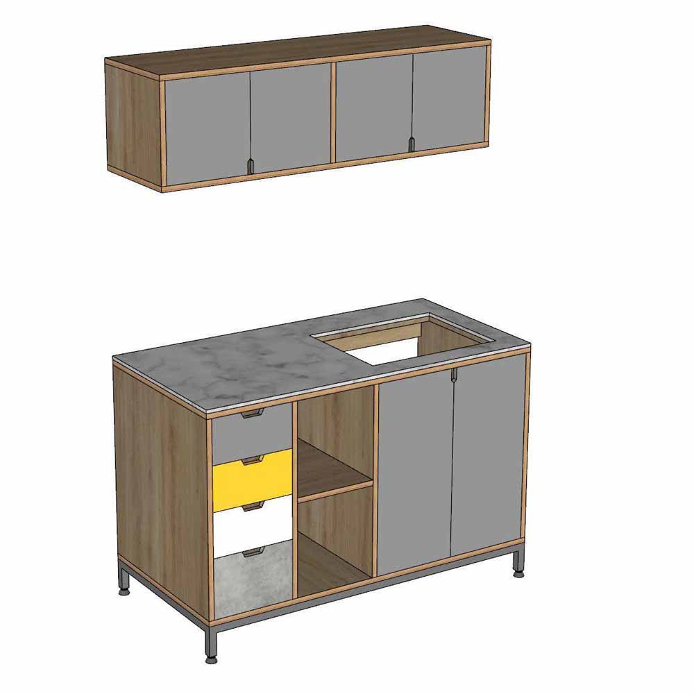 Bộ tủ bếp mini gỗ plywood mặt đá hoa cương Bộ tủ bếp mini gỗ plywood mặt đá hoa cương - hình 4
