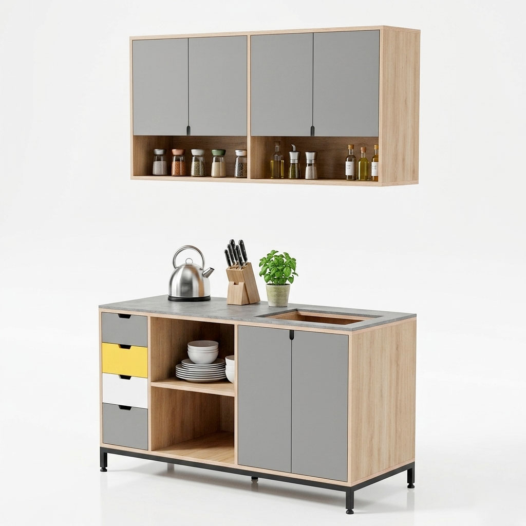 Bộ tủ bếp ngang 140cm gỗ plywood Bộ tủ bếp ngang 140cm gỗ plywood - hình 2
