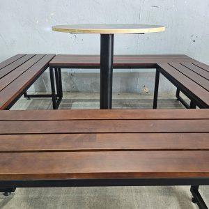 Combo 4 cái ghế băng dài 120x35cm và 1 bàn cafe tròn C - hình 1