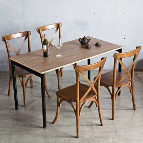 Combo bàn ăn 140x70cm gỗ plywood và 4 ghế ăn Bistro - hình 1