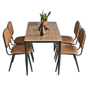 Combo bàn ăn 140x70cm gỗ plywood và 4 ghế ăn bọc nệm
