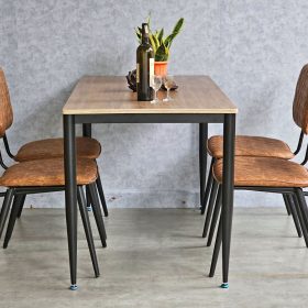 Combo bàn ăn 140x70cm gỗ plywood và 4 ghế ăn bọc nệm - hình 1