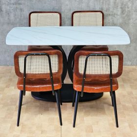 Combo bàn ăn chữ nhật và 4 ghế Coline nệm Si - hình 1