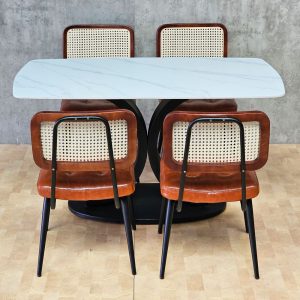 Combo bàn ăn chữ nhật và 4 ghế Coline nệm Si - hình 1