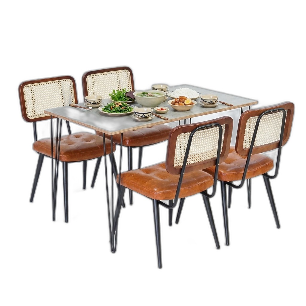Combo bàn ăn chữ nhật và 4 ghế Copine Combo bàn ăn chữ nhật và 4 ghế Copine
