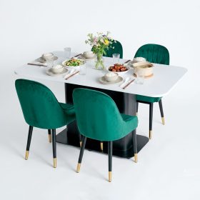 Combo bàn ăn chữ nhật và 4 ghế Monet bọc vải - hình 1