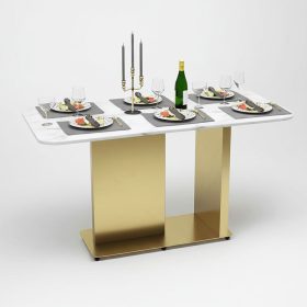 Combo bàn ăn mặt đá 140x80cm và 6 ghế ăn bọc da - hình 1