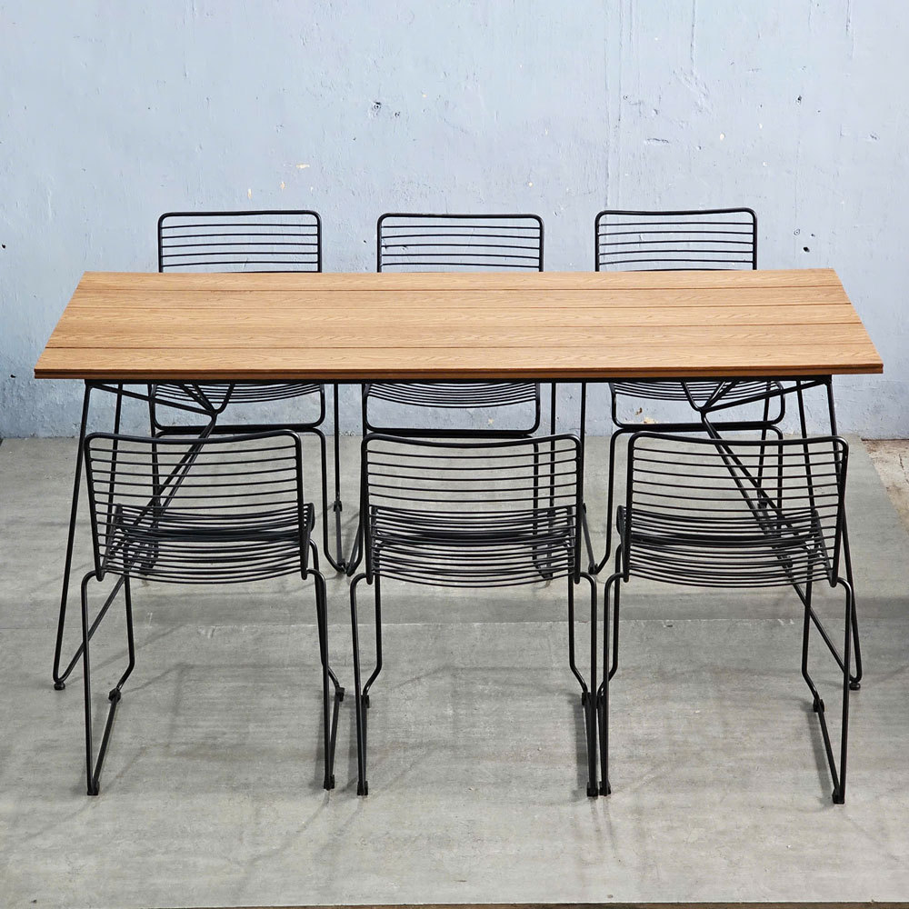 Combo bàn ăn ngoài trời 180x80cm và 6 ghế sắt C Combo bàn ăn ngoài trời 180x80cm và 6 ghế sắt C - hình 1