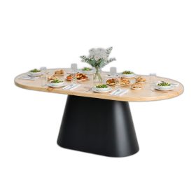 Combo bàn ăn Oval gỗ thông 200x100cm và 8 ghế Secco