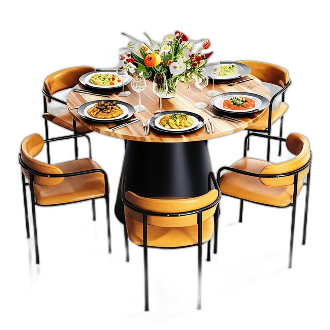 Combo bàn ăn tròn 120cm và 6 ghế Simon Combo bàn ăn tròn 120cm và 6 ghế Simon