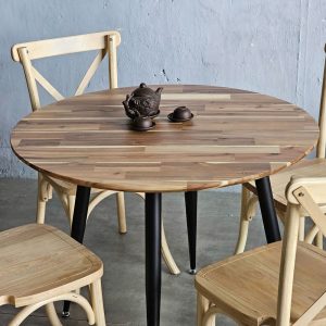 Combo bàn ăn tròn và 4 ghế Bistro gỗ - hình 1