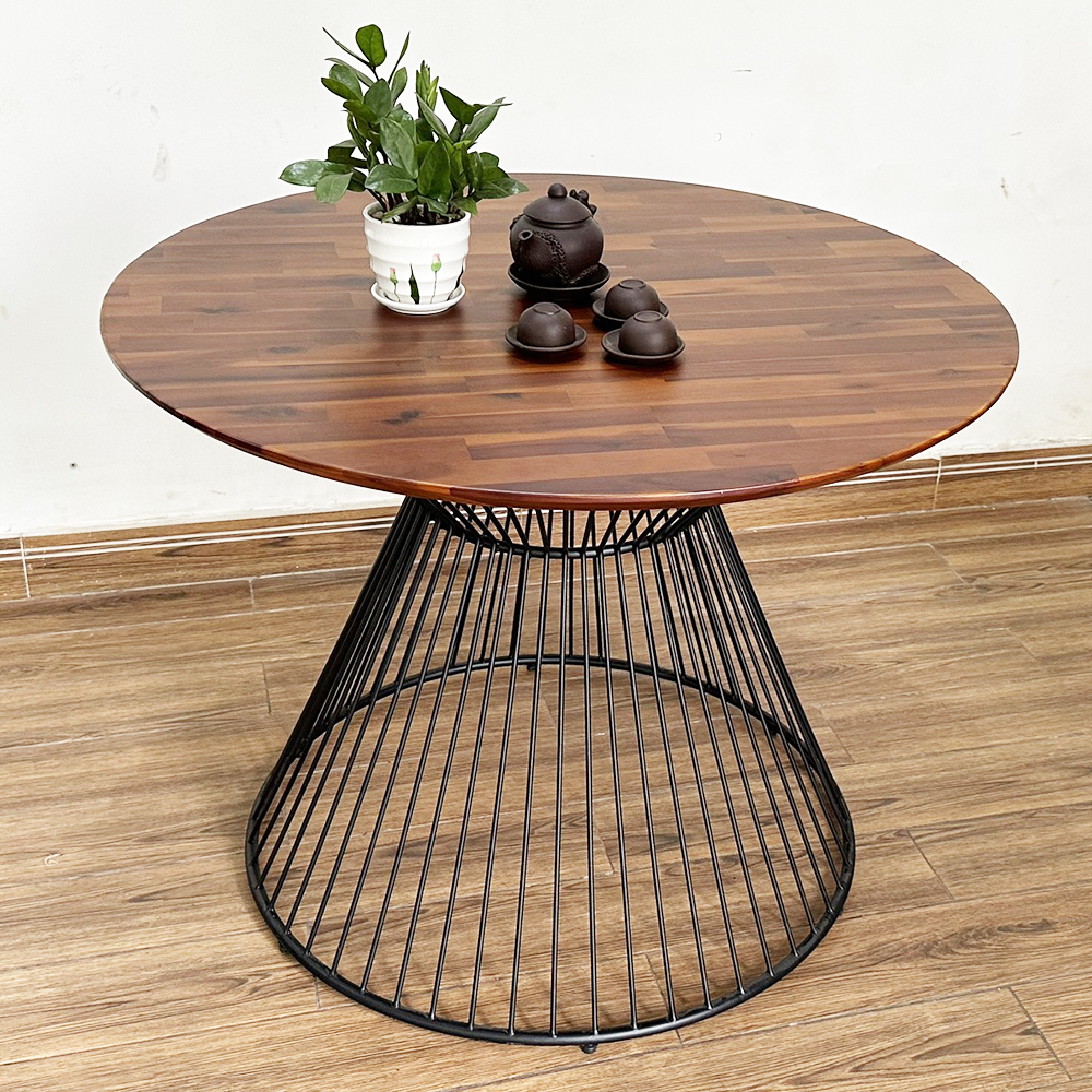 Combo bàn ăn tròn và 6 ghế khung sắt bọc nệm Combo bàn ăn tròn và 6 ghế khung sắt bọc nệm - hình 5