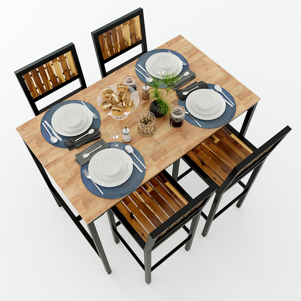 Combo Bàn Bar 120x60cm Gỗ Cao Su Và 4 Ghế Lưng Tựa Gỗ Tràm C Combo Bàn Bar 120x60cm Gỗ Cao Su Và 4 Ghế Lưng Tựa Gỗ Tràm C - hình 2