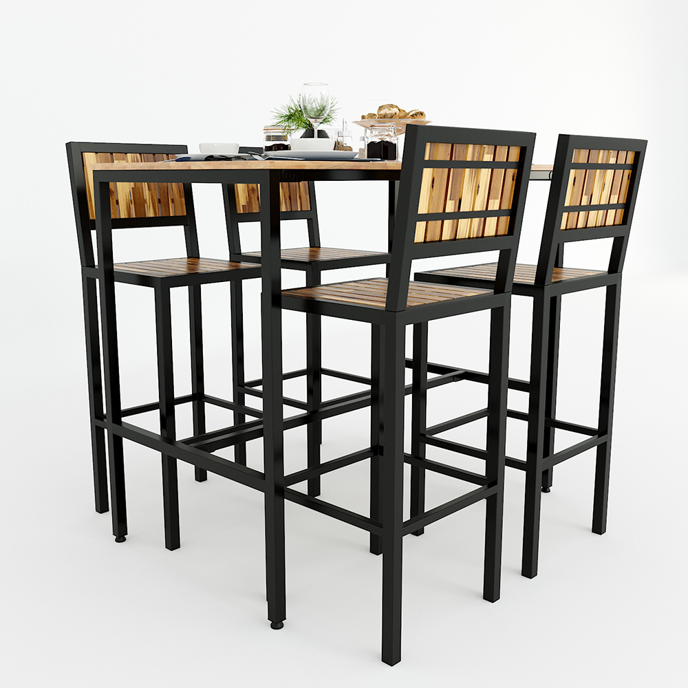 Combo Bàn Bar 120x60cm Gỗ Cao Su Và 4 Ghế Lưng Tựa Gỗ Tràm C Combo Bàn Bar 120x60cm Gỗ Cao Su Và 4 Ghế Lưng Tựa Gỗ Tràm C - hình 3