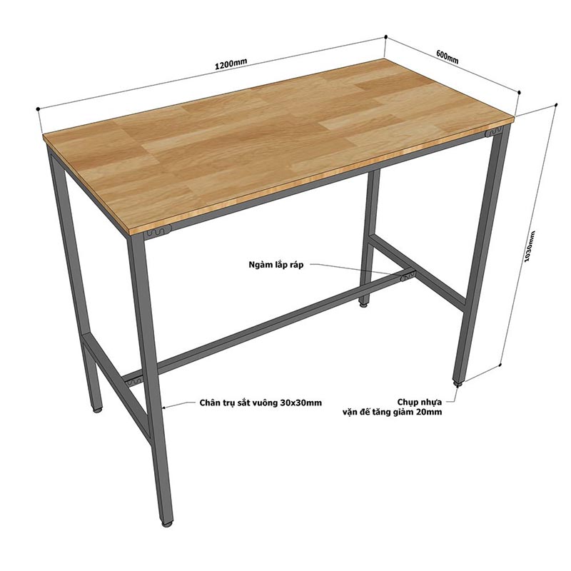 Combo bàn bar 120x60cm và 4 ghế bar gỗ khung sắt C Combo bàn bar 120x60cm và 4 ghế bar gỗ khung sắt C - hình 5