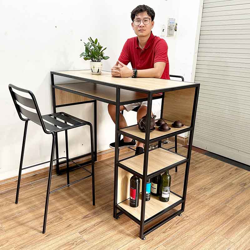 Combo bàn bar kết hợp kệ và 2 ghế bar sắt C Combo bàn bar kết hợp kệ và 2 ghế bar sắt C - hình 4