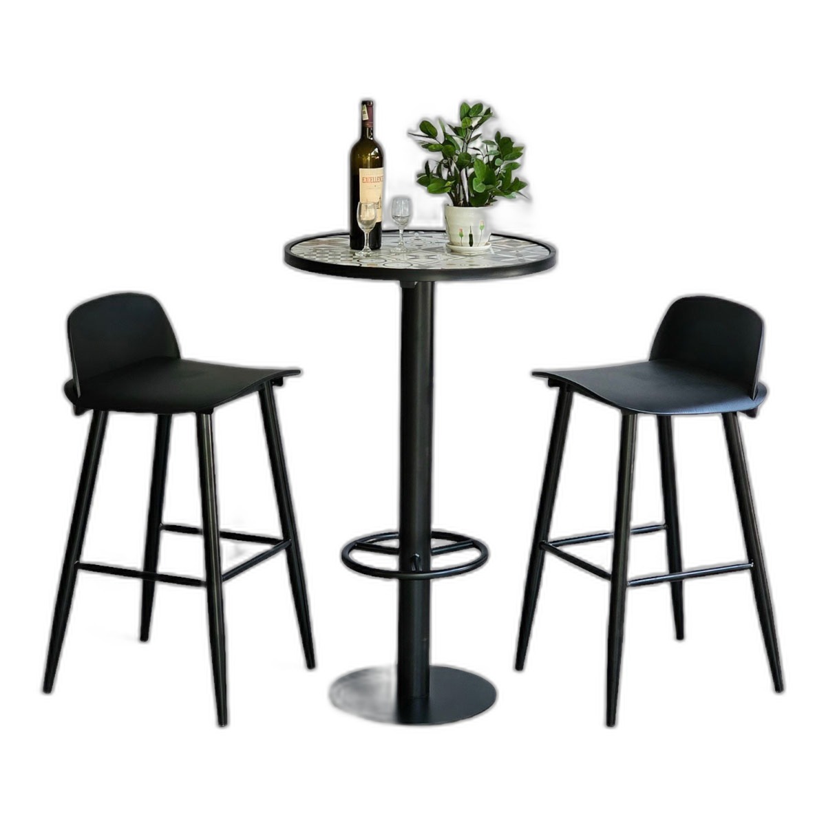 Combo bàn bar tròn 60cm và 2 ghế bar chân sắt C Combo bàn bar tròn 60cm và 2 ghế bar chân sắt C