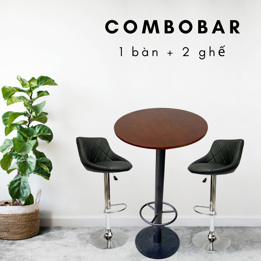 Combo Bàn Bar Tròn 60cm Và 2 Ghế Nệm Nâng Hạ Chiều Cao C Combo Bàn Bar Tròn 60cm Và 2 Ghế Nệm Nâng Hạ Chiều Cao C - hình 3