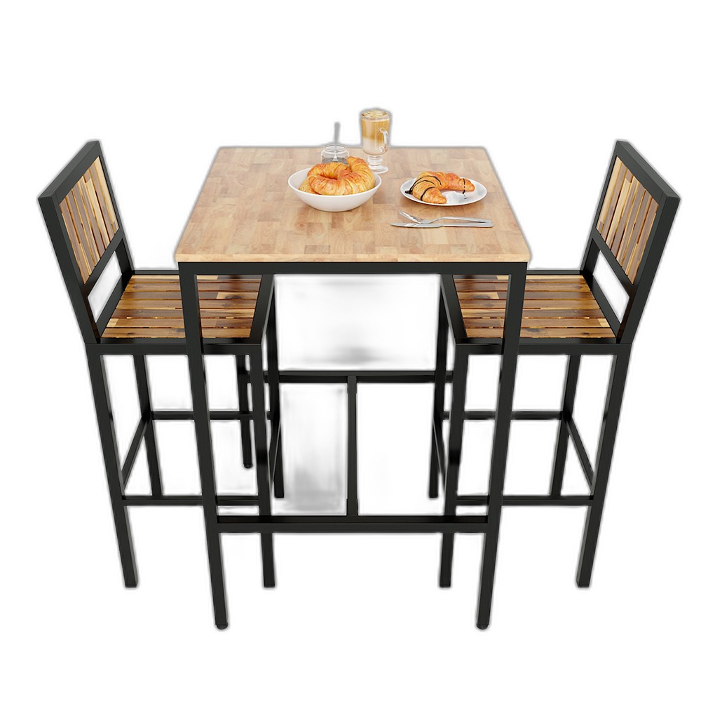 Combo Bàn Bar Vuông 60 Và 2 Ghế Lưng Tựa Gỗ Tràm C Combo Bàn Bar Vuông 60 Và 2 Ghế Lưng Tựa Gỗ Tràm C