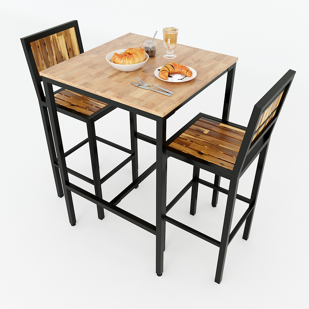 Combo Bàn Bar Vuông 60 Và 2 Ghế Lưng Tựa Gỗ Tràm C Combo Bàn Bar Vuông 60 Và 2 Ghế Lưng Tựa Gỗ Tràm C - hình 2