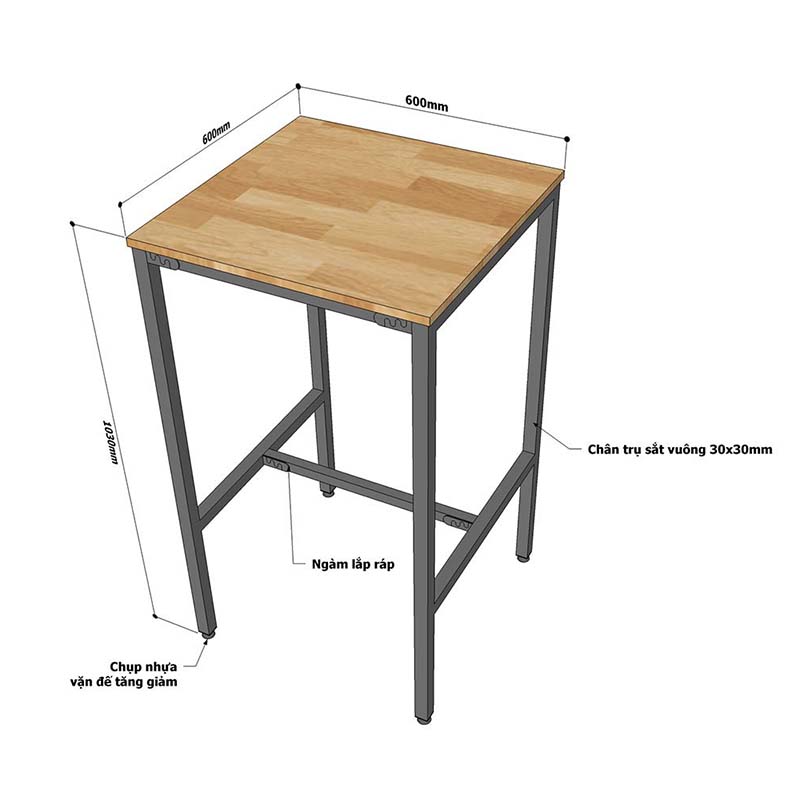Combo Bàn Bar Vuông 60cm Và 2 Ghế Bar C Combo Bàn Bar Vuông 60cm Và 2 Ghế Bar C - hình 3
