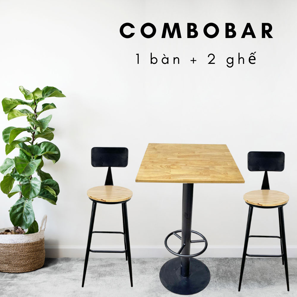 Combo Bàn Bar Vuông 60cm Và 2 Ghế Bar Có Lưng Tựa C Combo Bàn Bar Vuông 60cm Và 2 Ghế Bar Có Lưng Tựa C - hình 4
