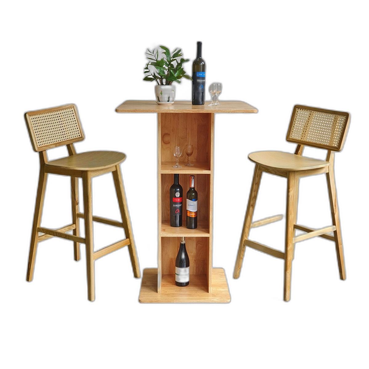 Combo bàn bar vuông 70cm và 2 ghế bar gỗ C Combo bàn bar vuông 70cm và 2 ghế bar gỗ C