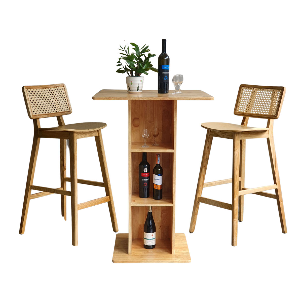 Combo bàn bar vuông 70cm và 2 ghế bar gỗ C Combo bàn bar vuông 70cm và 2 ghế bar gỗ C - hình 2