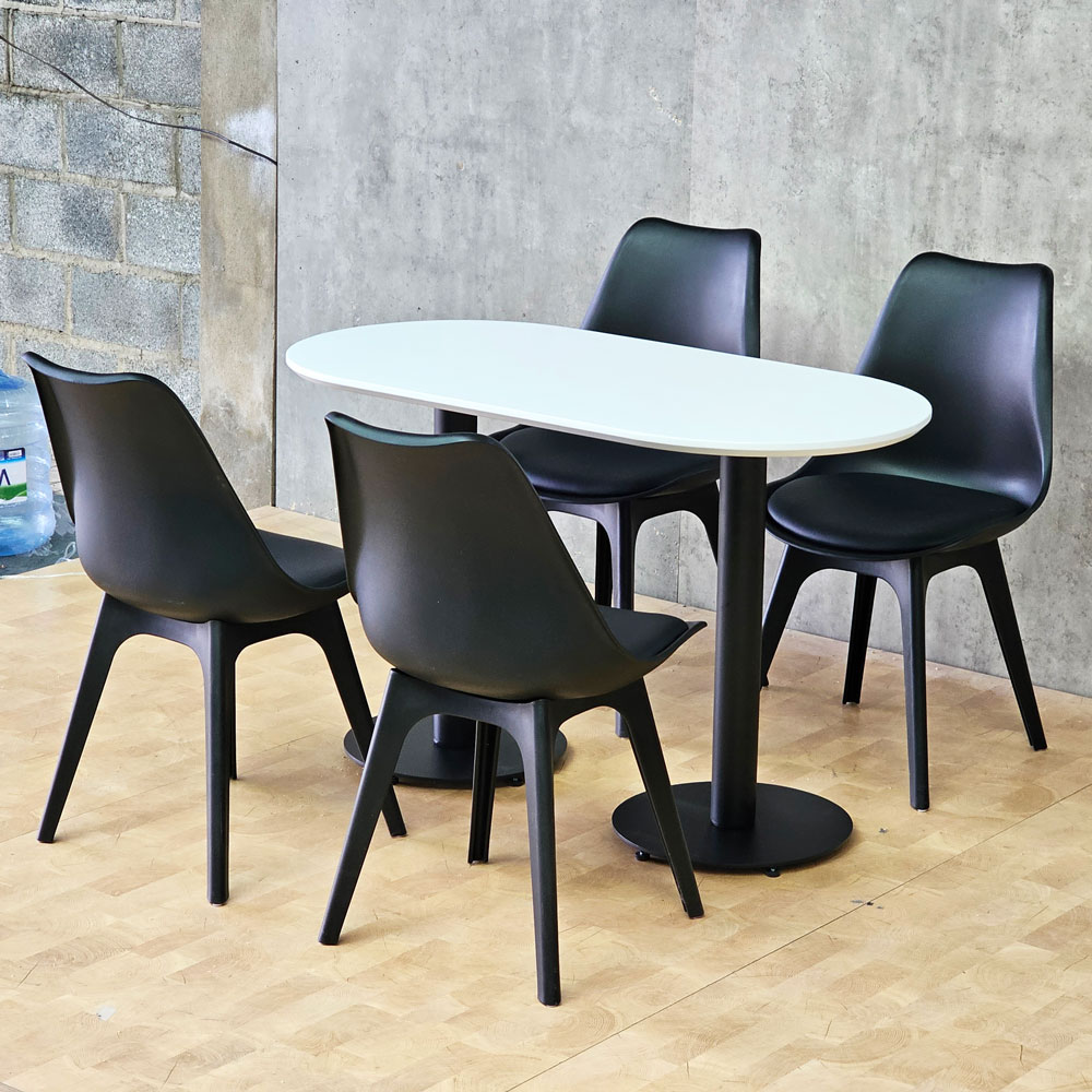 Combo bàn cafe Oval và 4 ghế Eames nhựa C Combo bàn cafe Oval và 4 ghế Eames nhựa C - hình 2