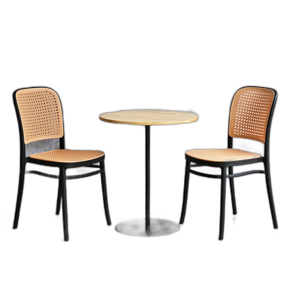 Combo bàn cafe tròn 60cm và 2 ghế cafe nhựa C Combo bàn cafe tròn 60cm và 2 ghế cafe nhựa C