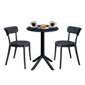 Combo bàn cafe tròn và 2 ghế nhựa C