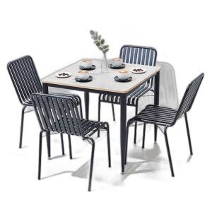 Combo bàn cafe vuông 80x80cm và 4 ghế cafe sắt C
