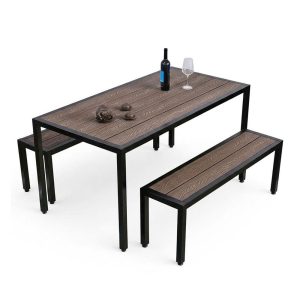 Combo bàn ghế ngoài trời gỗ nhựa C - hình 1