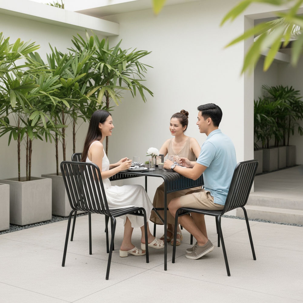 Combo bàn ghế ngoài trời sắt sơn tĩnh điện C Combo bàn ghế ngoài trời sắt sơn tĩnh điện C - hình 5