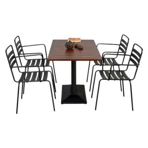 Combo bàn ngoài trời gỗ tràm và 4 ghế sắt C - hình 1