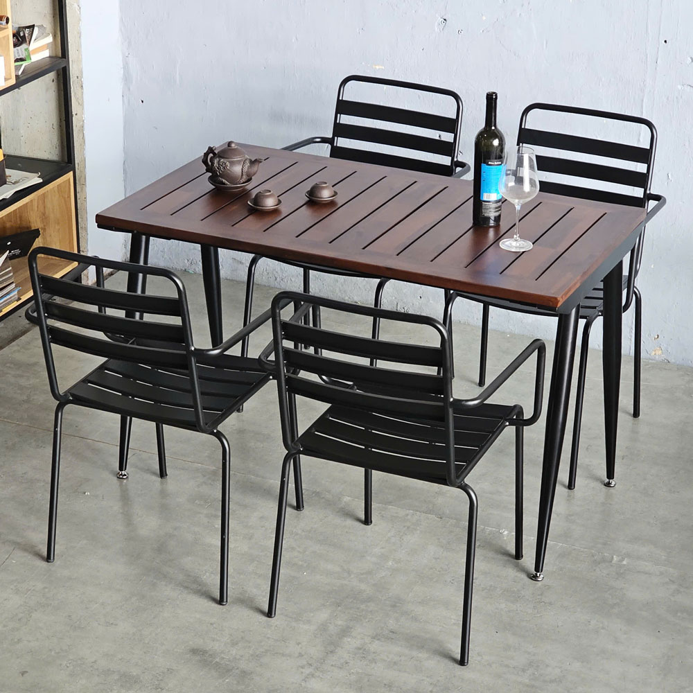Combo bàn ngoài trời gỗ tràm và 4 ghế sắt C Combo bàn ngoài trời gỗ tràm và 4 ghế sắt C - hình 3