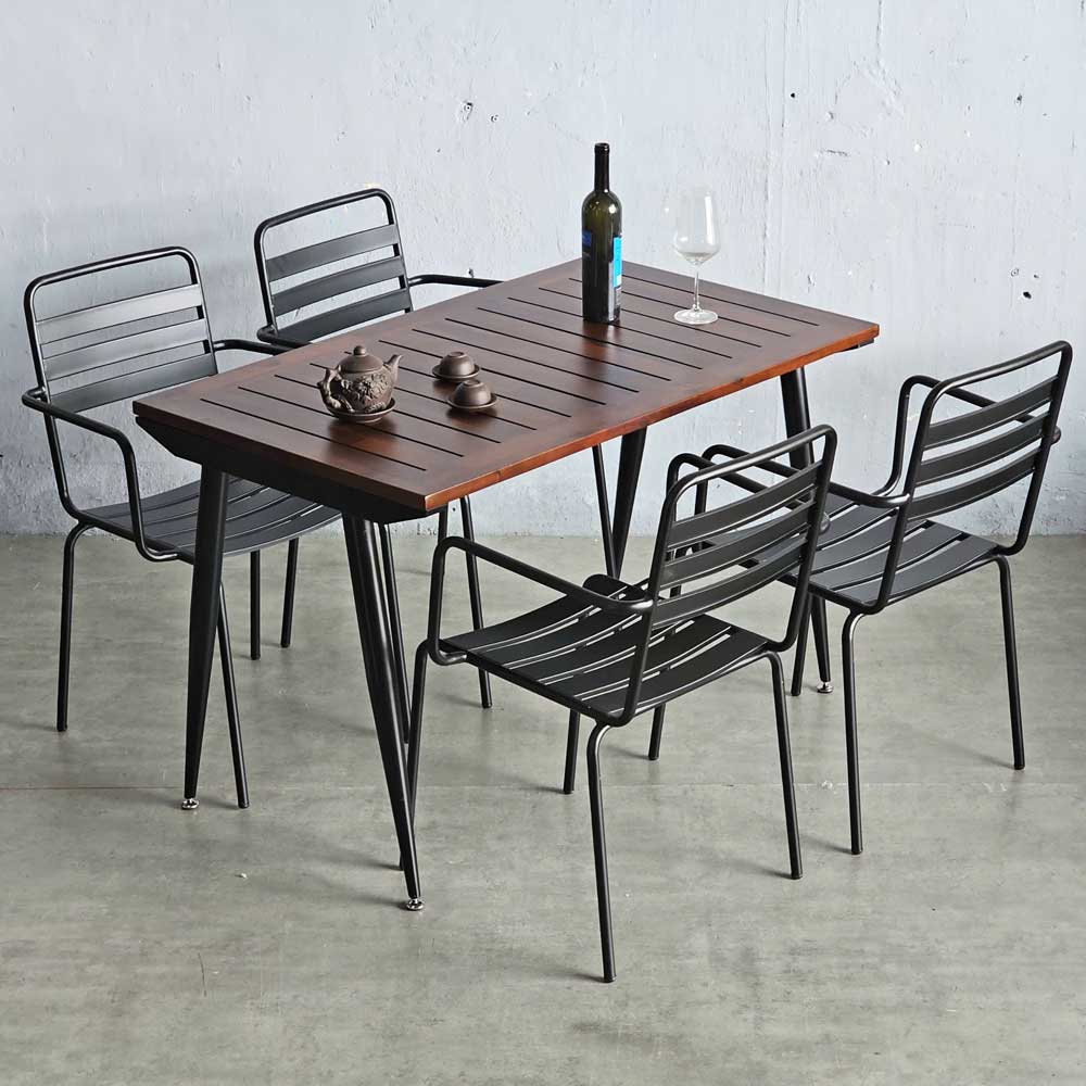 Combo bàn ngoài trời gỗ tràm và 4 ghế sắt C Combo bàn ngoài trời gỗ tràm và 4 ghế sắt C - hình 5
