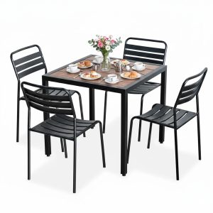 Combo bàn ngoài trời và 6 ghế sắt C - hình 1