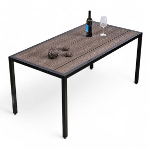 Combo bàn nhựa 160x80cm ghế cà phê sắt ngoài trời C - hình 1