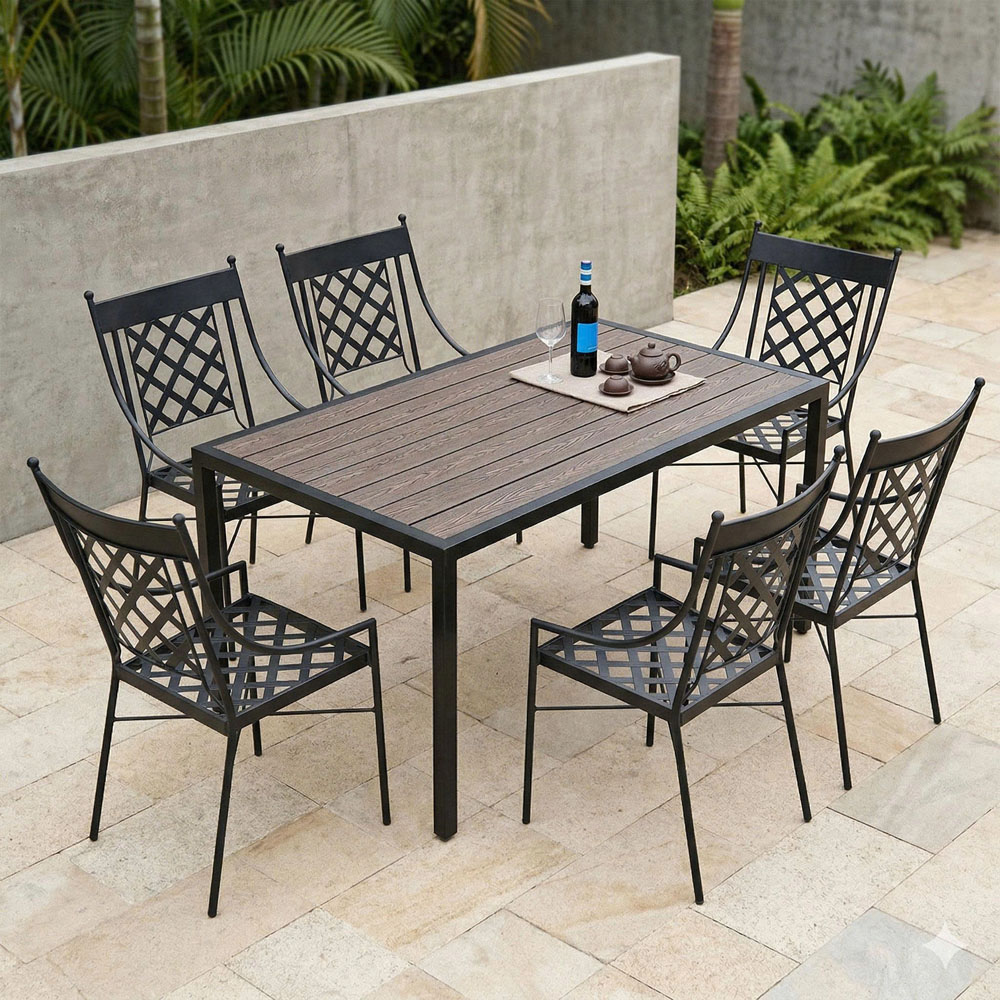 Combo bàn nhựa 160x80cm ghế cà phê sắt ngoài trời C Combo bàn nhựa 160x80cm ghế cà phê sắt ngoài trời C - hình 4